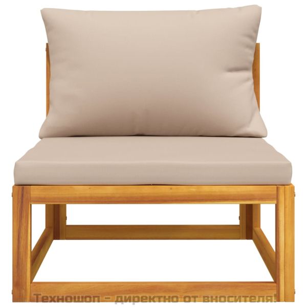 Градински комплект дивани с възглавници от 2 части акация масив