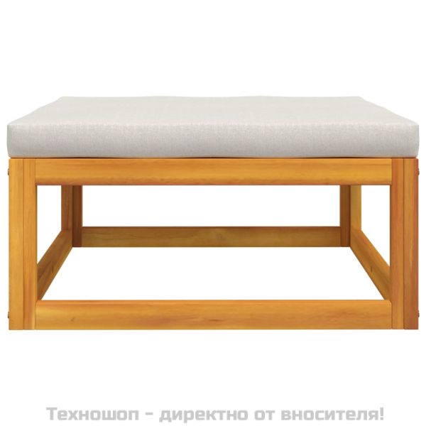 Градински лаундж комплект с възглавници, 3 части, акация масив