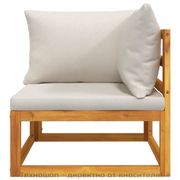 Градински комплект дивани с възглавници от 2 части акация масив