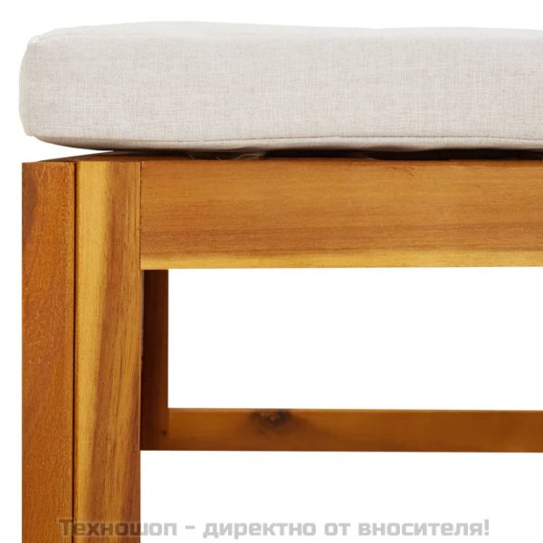 Градинска табуретка със светлосива възглавница, акация масив