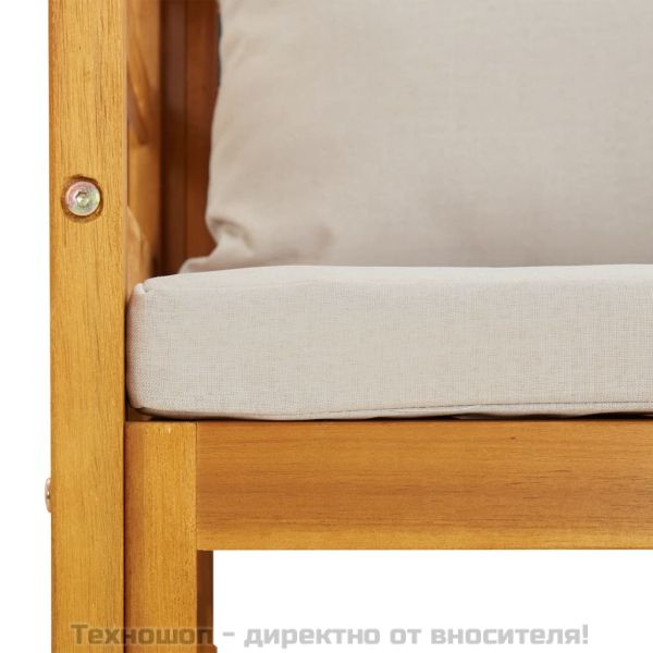 Градински стол със светлосиви възглавници, акация масив