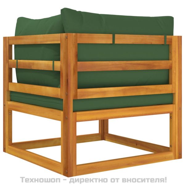 Градински комплект дивани с възглавници от 2 части акация масив