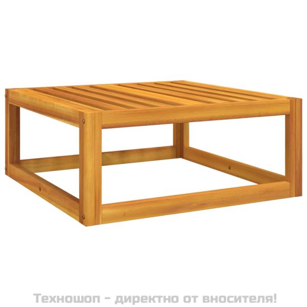 Градинска табуретка със зелена възглавница масивно дърво акация