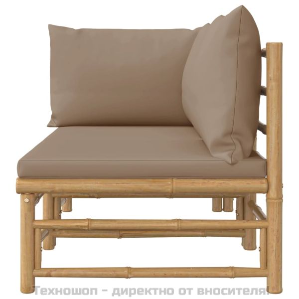 Градински комплект със светлосиви възглавници 2 части бамбук