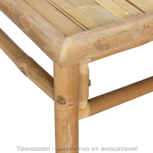 Градински лаундж комплект със зелени възглавници 2 части бамбук