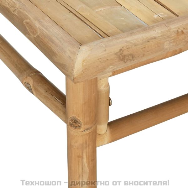 Градински лаундж комплект с кремави възглавници 3 части бамбук