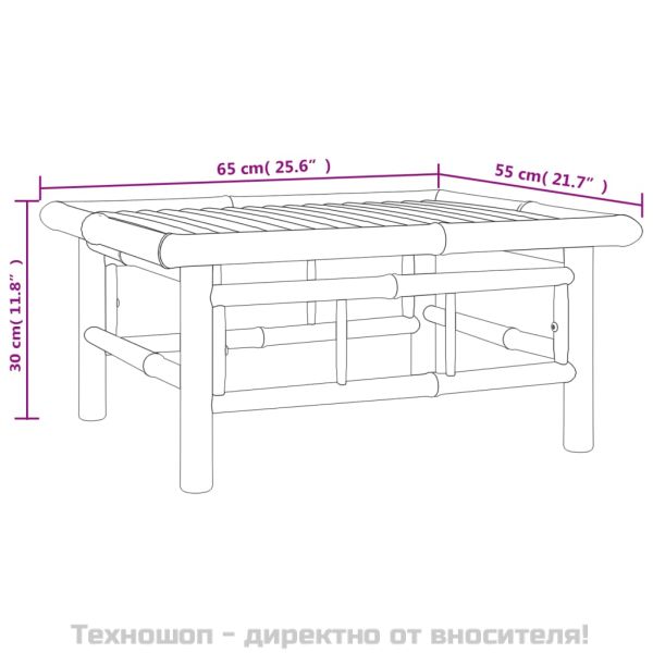 Градински лаундж комплект с кремави възглавници 3 части бамбук