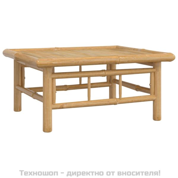 Градински лаундж комплект с кремави възглавници 2 части бамбук