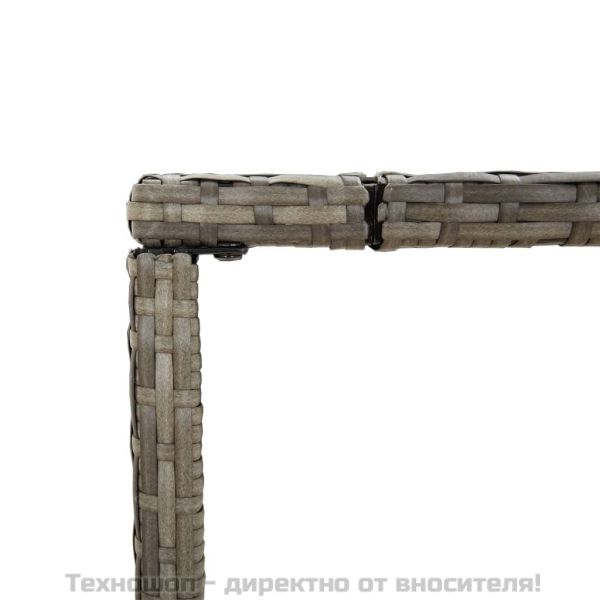 Бар маса със стъклен плот, сива, 110x70x110 см, полиратан