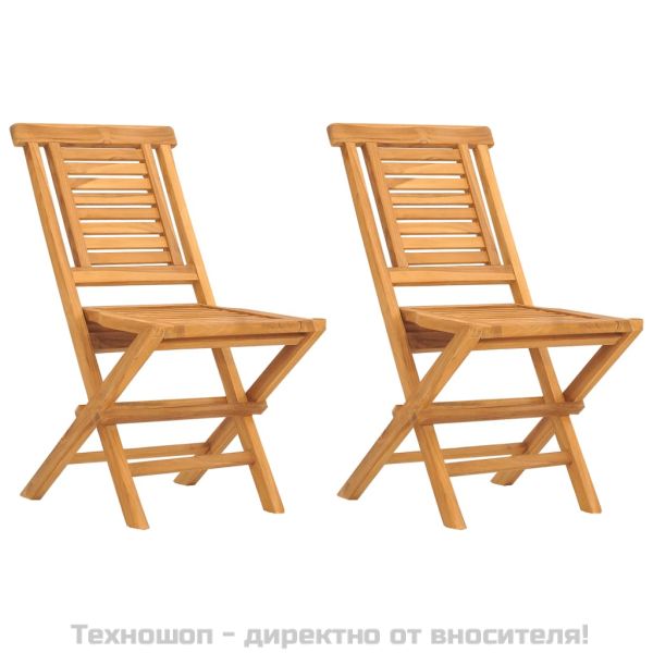 Сгъваеми градински столове, 2 бр, 47x63x90 см, тик масив
