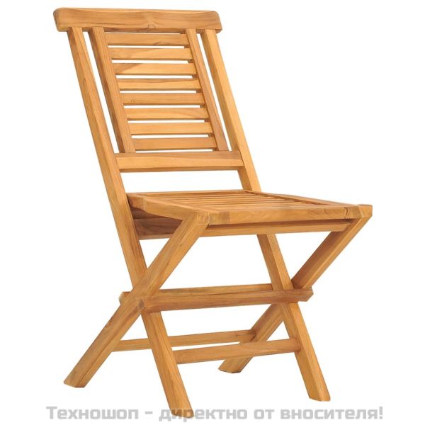 Сгъваеми градински столове, 2 бр, 47x63x90 см, тик масив