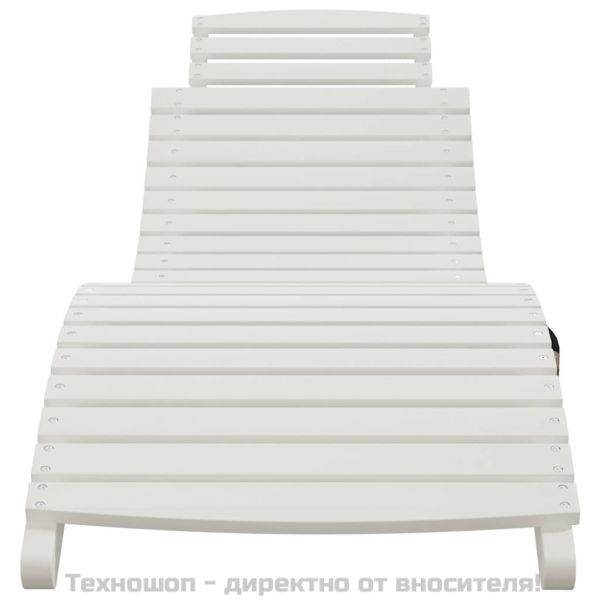 Шезлонг, бял, 184x55x64 см, акациево дърво масив