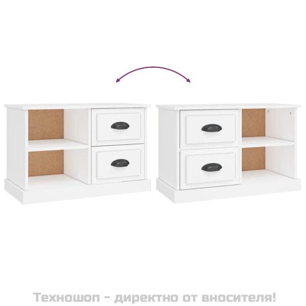 ТВ шкаф, бял, 73x35,5x47,5 см, инженерно дърво