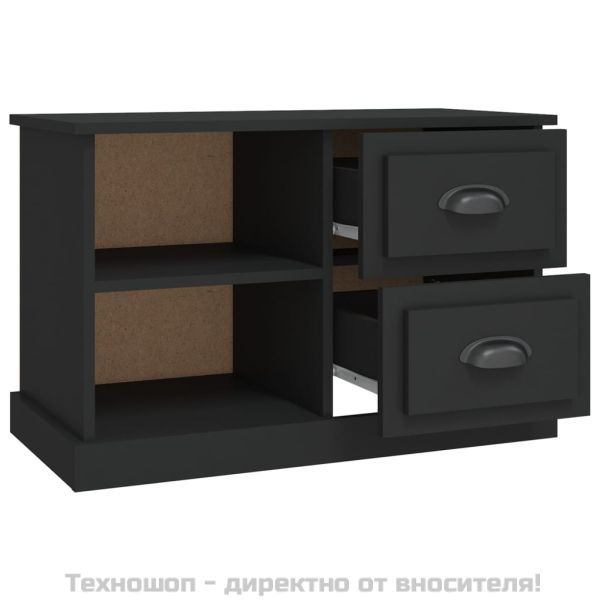 ТВ шкаф, черен, 73x35,5x47,5 см, инженерно дърво