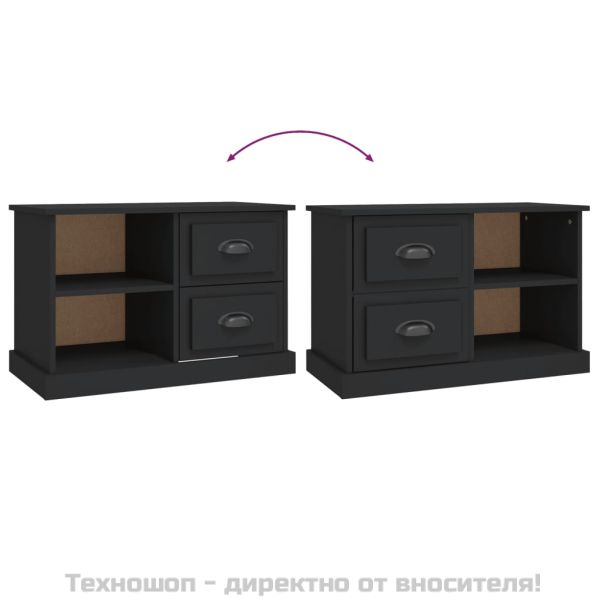 ТВ шкаф, черен, 73x35,5x47,5 см, инженерно дърво