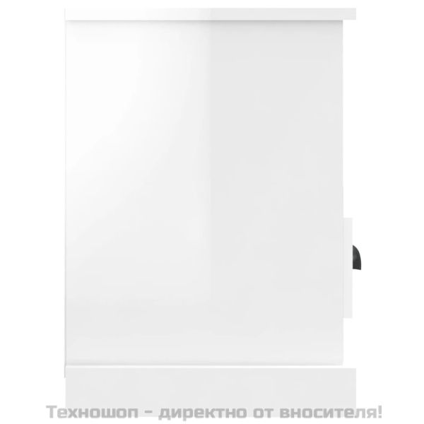 ТВ шкаф, бял гланц, 80x35x50 см, инженерно дърво