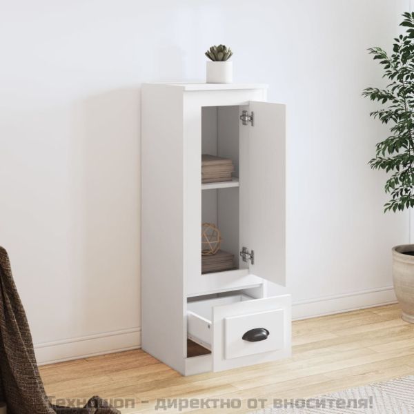 Висок шкаф, бял, 36x35,5x103,5 см, инженерно дърво