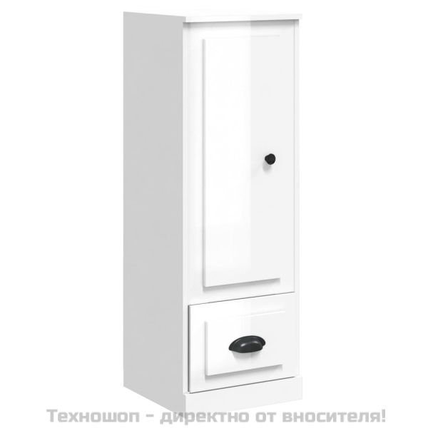 Висок шкаф, бял гланц, 36x35,5x103,5 cm, инженерно дърво