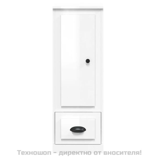 Висок шкаф, бял гланц, 36x35,5x103,5 cm, инженерно дърво