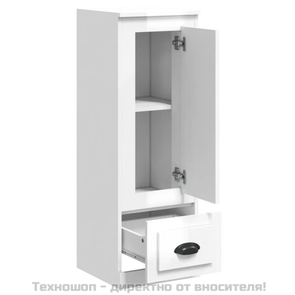 Висок шкаф, бял гланц, 36x35,5x103,5 cm, инженерно дърво