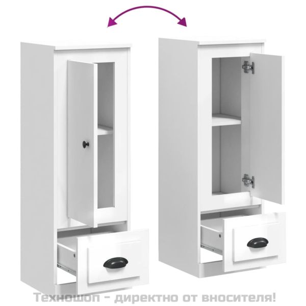 Висок шкаф, бял гланц, 36x35,5x103,5 cm, инженерно дърво