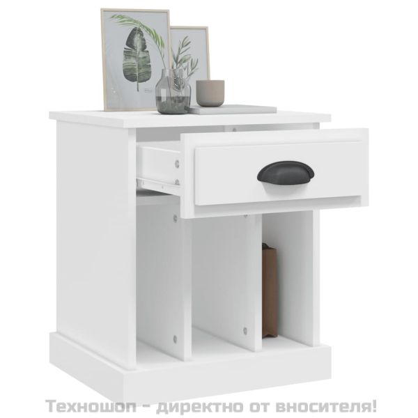 Нощно шкафче, бяло, 43x36x50 см