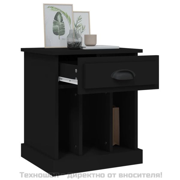 Нощно шкафче, черно, 43x36x50 см