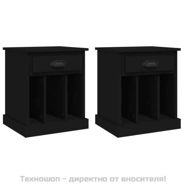 Нощни шкафчета, 2 бр, черен, 43x36x50 см