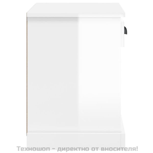 Нощно шкафче, бял гланц, 43x36x50 см