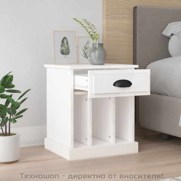 Нощни шкафчета, 2 бр, бял гланц, 43x36x50 см