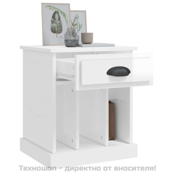 Нощни шкафчета, 2 бр, бял гланц, 43x36x50 см