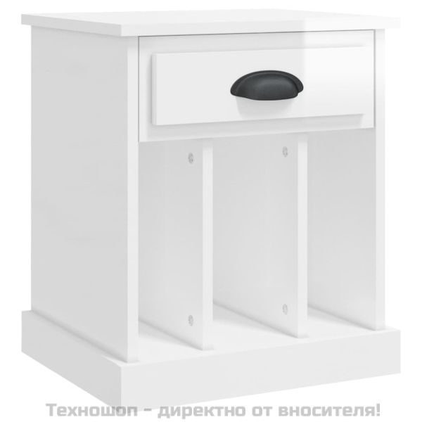 Нощни шкафчета, 2 бр, бял гланц, 43x36x50 см