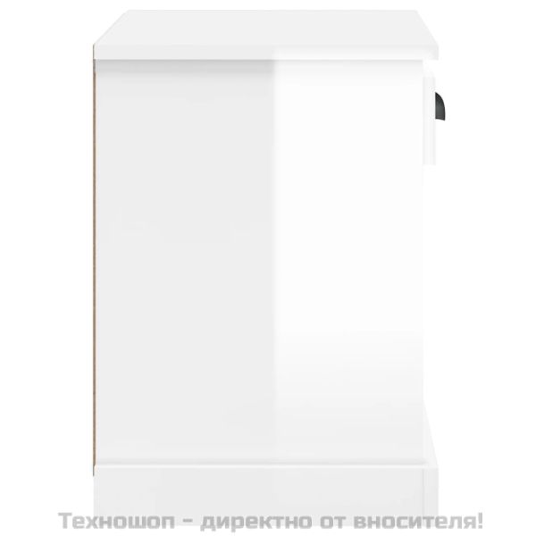 Нощни шкафчета, 2 бр, бял гланц, 43x36x50 см