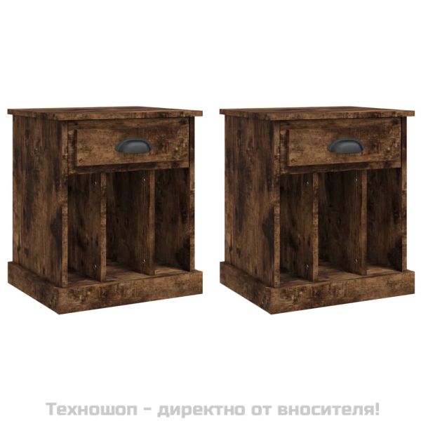 Нощни шкафчета 2 бр опушен дъб 43x36x50 см
