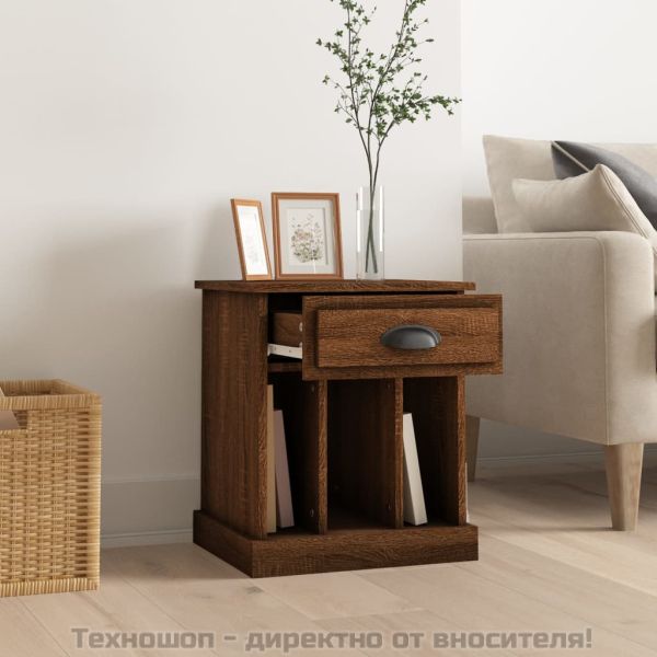 Нощно шкафче, кафяв дъб, 43x36x50 см