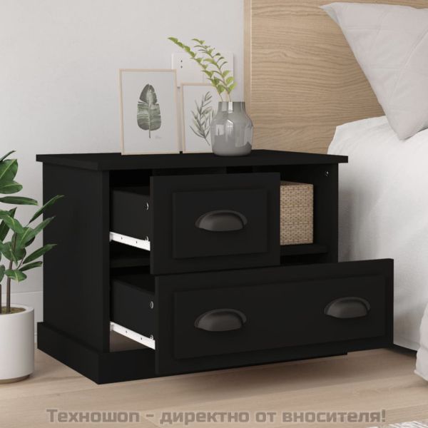 Нощно шкафче, черно, 60x39x45 см