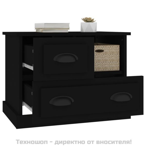 Нощно шкафче, черно, 60x39x45 см