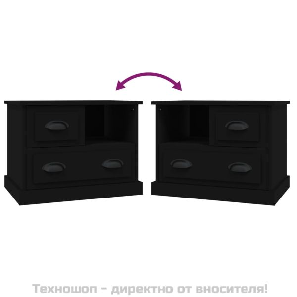 Нощно шкафче, черно, 60x39x45 см