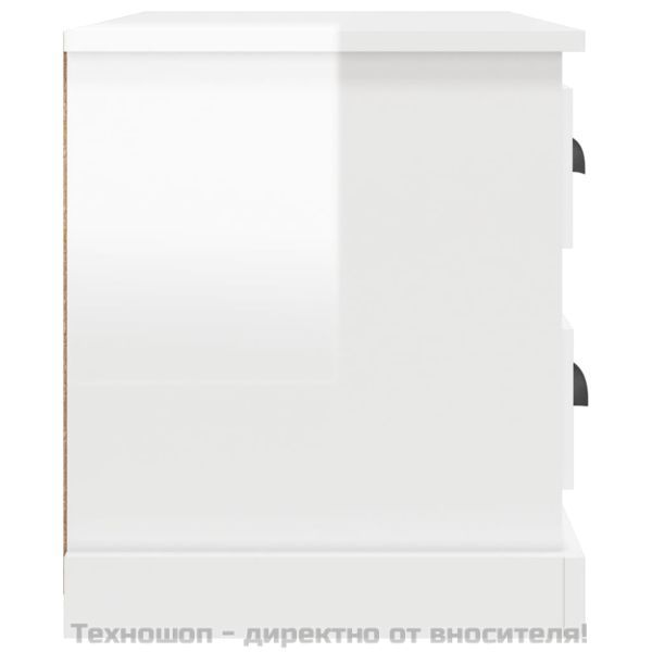 Нощно шкафче, бял гланц, 60x39x45 см