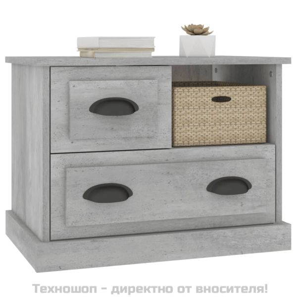 Нощно шкафче, бетонно сиво, 60x39x45 см