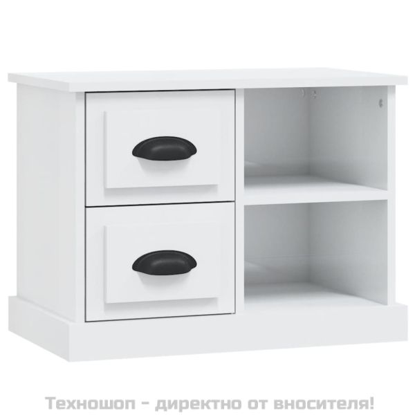 Нощно шкафче, бял гланц, 60x35,5x45 см