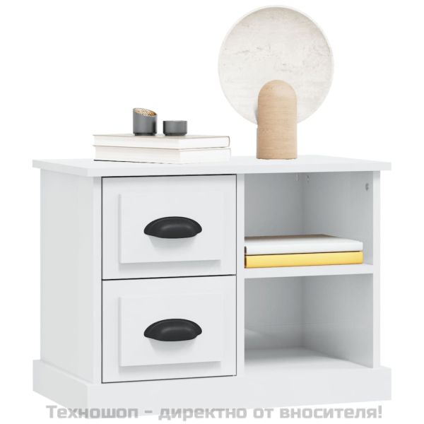 Нощно шкафче, бял гланц, 60x35,5x45 см