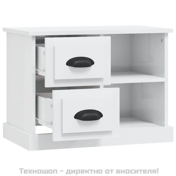 Нощно шкафче, бял гланц, 60x35,5x45 см