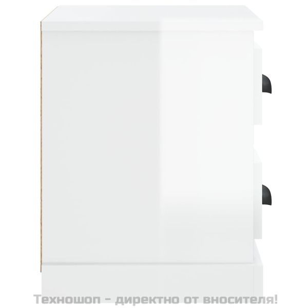 Нощно шкафче, бял гланц, 60x35,5x45 см
