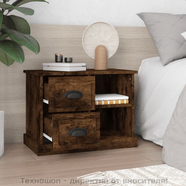 Нощно шкафче, опушен дъб, 60x35,5x45 см