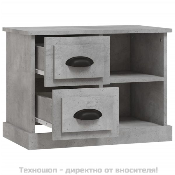 Нощно шкафче, бетонно сиво, 60x35,5x45 см