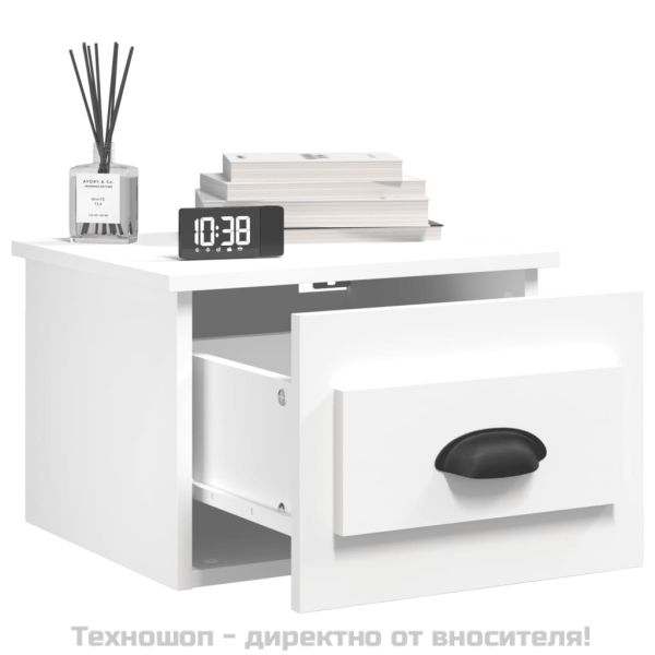 Нощни шкафчета за стенен монтаж, 2 бр, бели, 41,5x36x28 см