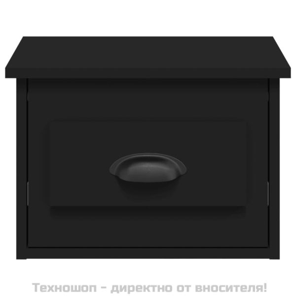 Нощно шкафче за стенен монтаж, черно, 41,5x36x28 см