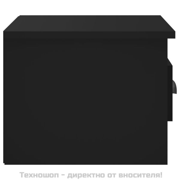 Нощно шкафче за стенен монтаж, черно, 41,5x36x28 см
