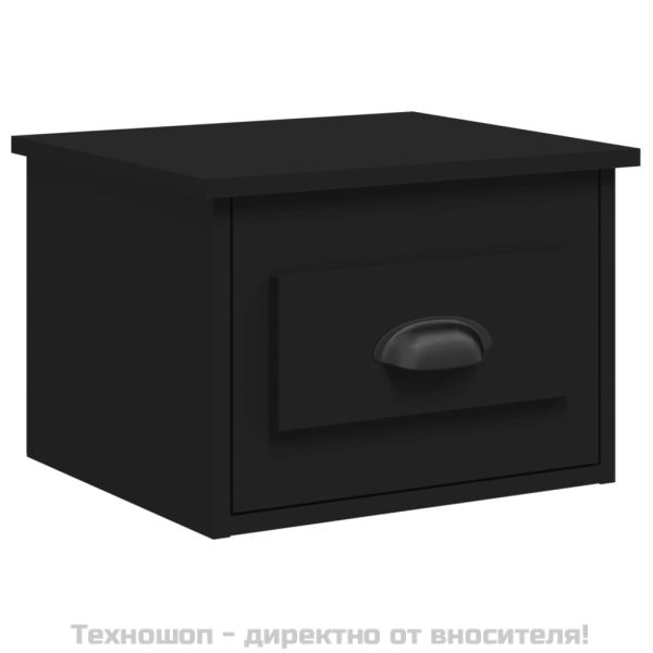 Нощни шкафчета за стенен монтаж, 2 бр, черни, 41,5x36x28 см